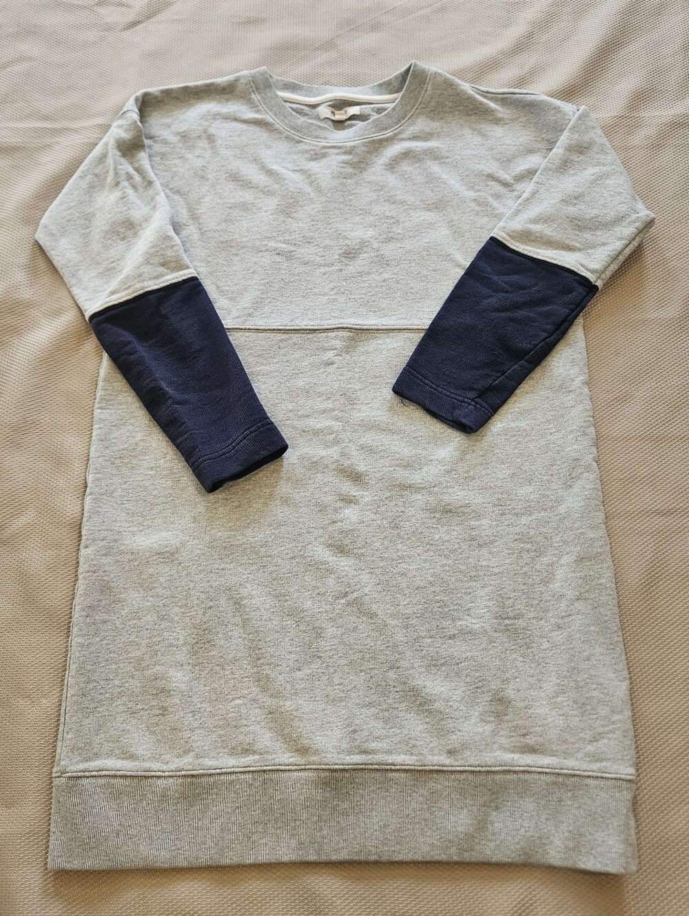 Madewell 1937 Colorblock Long Sweatshirt Grey Navy  Size XS Comfy Chunky Fall